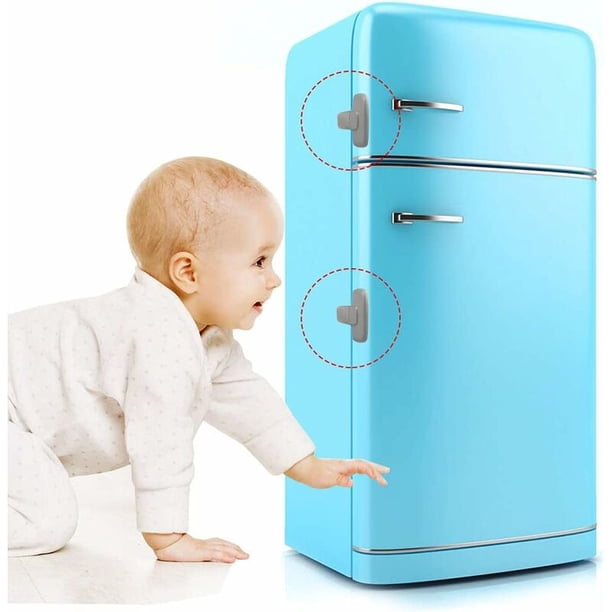 Seguridad Puertas Niños Paquete De 2 Cerraduras De Refrigerador A Prueba De Niños Con Adhesivo - Sin Herramientas Necesarias - Cerradura De Refrigerador Para Niños - Pestillo Para Congelador Para Mantener La