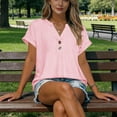 thumbnail image 6 of AherBiu Boho Tops for Women Eyelet Hole Button Notch V Neck Summer Casual Loose Fitted Beachwear Shirts Blouse, 6 of 9