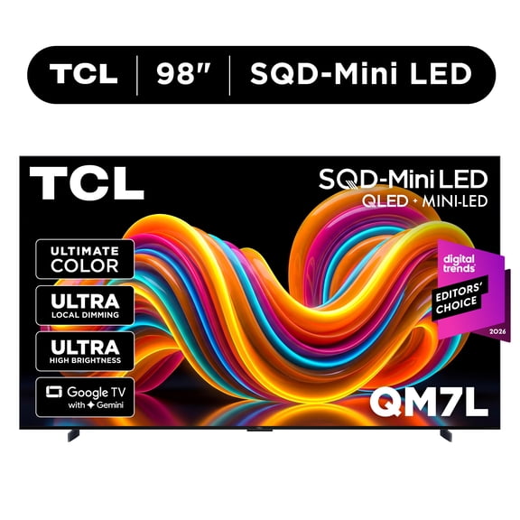 TCL 98” QM7L Series SQD-Mini LED QLED Smart Google TV (NEW 2026) - TCL Deep Color System with Super QLED, Up to LD2100 Precise Dimming Series, Up to HDR3000 Peak Nits, Bang & Olufsen Audio - 98QM7L