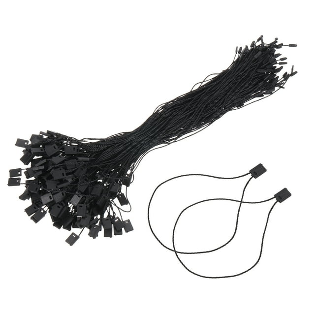 Uxcell 1000pcs Polyester Hang Tag String (9.8") - Plastic Snap Lock Pin Loop Black