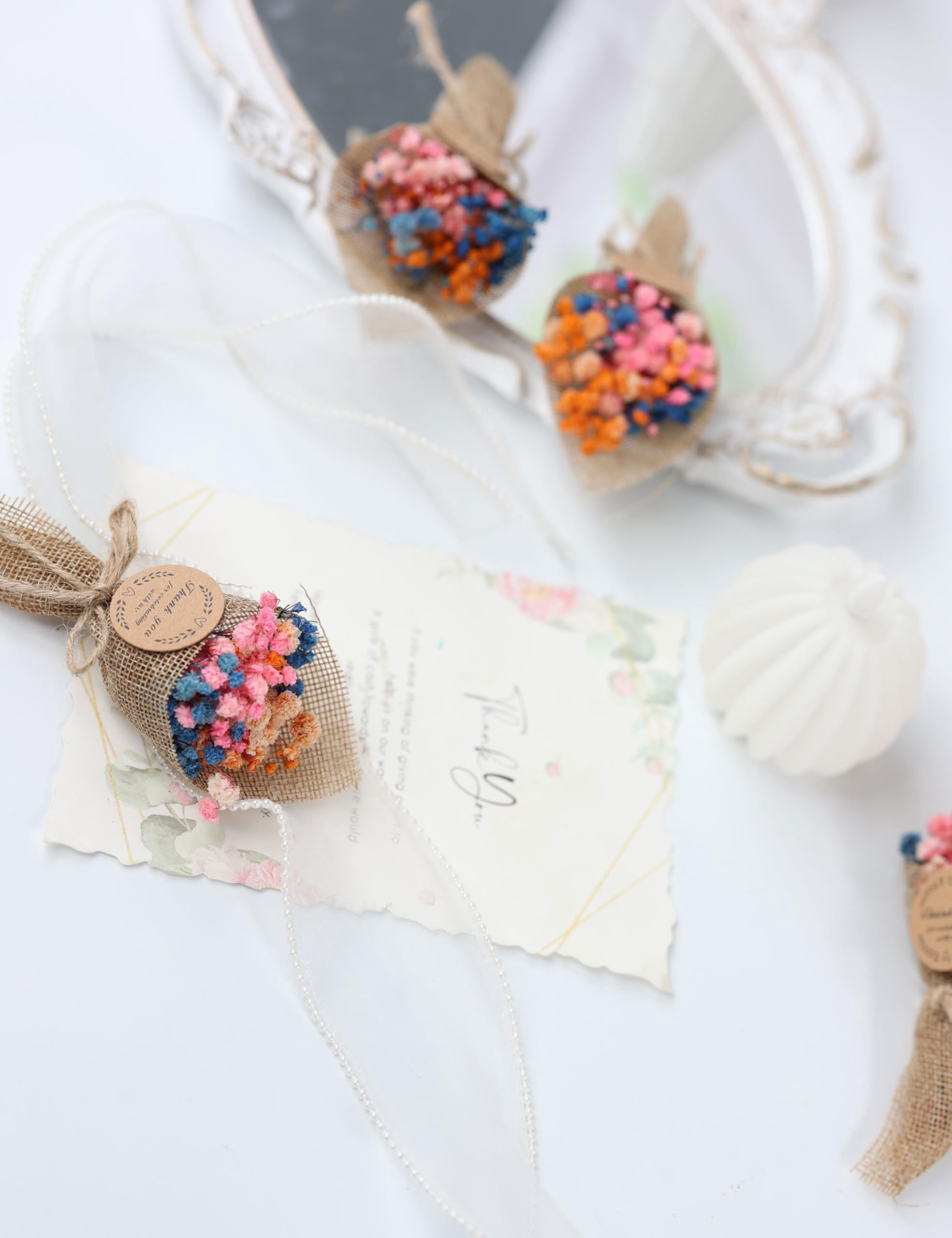 20-piece Set Mini Dried Flowers Bouquet For Wedding Favours Guests  Shower Party Favors Bridal Gifts Baptism. (mixed)