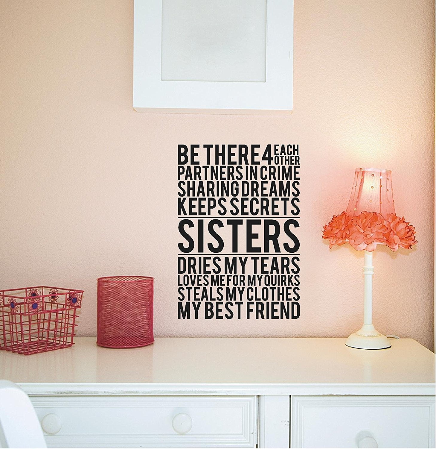 Sisters Wall Saying Vinyl Lettering Home Decor Decal Stickers Quotes