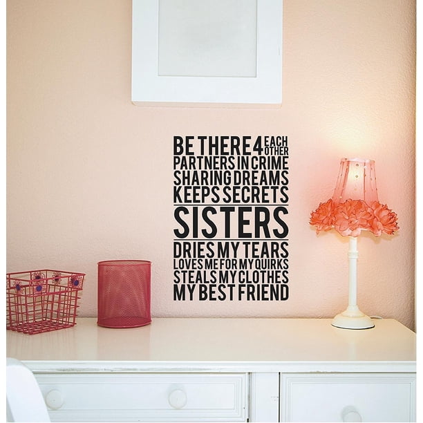 Sisters Wall Saying Vinyl Lettering Home Decor Decal Stickers Quotes