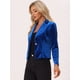 thumbnail image 3 of Chaqueta De Traje De Oficina De Negocios Con Solapa Y 1 Botón De Terciopelo Para Mujer Azul XL, 3 of 5
