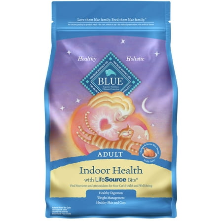Blue Buffalo Indoor Health Chicken and Brown Rice Dry Cat Food for Adult Cats, Whole Grain, 2 lb. Bag