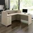 thumbnail image 3 of Arrive 72W x 72D L Reception Desk with Drawers in Natural Elm - Engineered Wood, 3 of 12