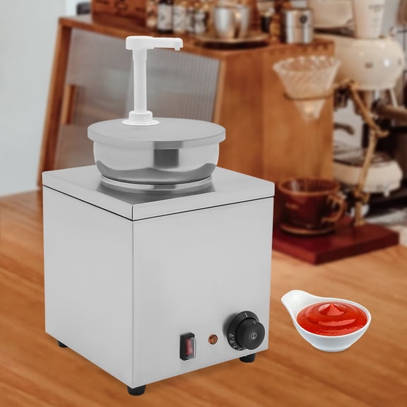 150W Sauce Warmer 4L Stainless Steel Hot Fudge Warmer 86-230℉ Cheese Dispenser for Commercial Kitchens, Cafeterias, Restaurants