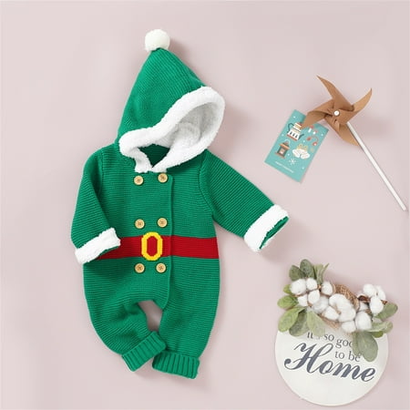 

kpoplk Toddler Sweaters Boy Girl Christmas Knitted Sweater Baby Winter Warm Fleece Hooded Christmas Sweater Kids(Green)