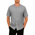 thumbnail image 1 of Short Sleeve Cardigan for Men, V-Neck Button-Down Oversized Top, Breathable Polyester Fabric for Sports and Casual Wear, 1 of 9