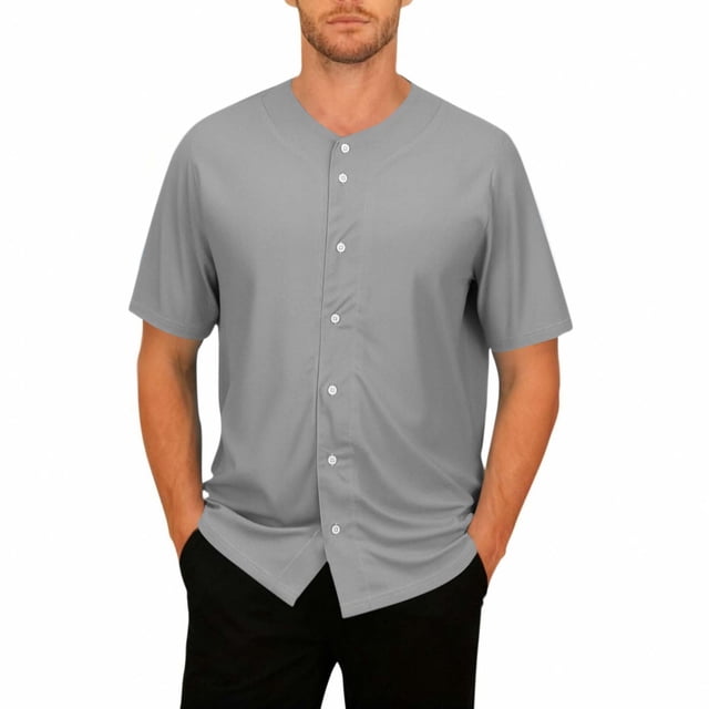 Short Sleeve Cardigan for Men, V-Neck Button-Down Oversized Top, Breathable Polyester Fabric for Sports and Casual Wear