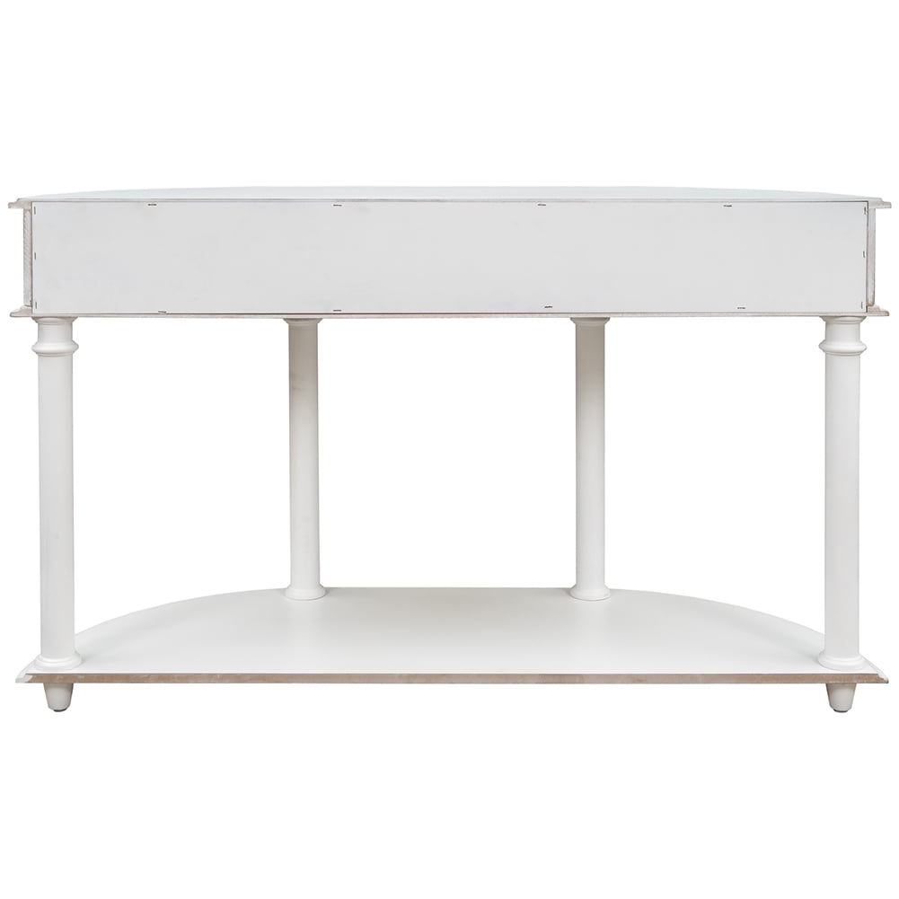 Lowestbest Retro Curved Console Table, Half Moon Entry Table, Solid Wood Frame and Legs with Single Drawer (White) Lowestbest Retro Curved Console Table, Half Moon Entry Table, Solid Wood Frame and Legs with Single Drawer (White)