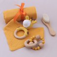 thumbnail image 2 of Baby Bath Toys Set Feeding Triangle Bib Newborn Hair Brush Crochet Elephant Rattle Rectangle Wash Facecloth Teether heqiyong LED, 2 of 2