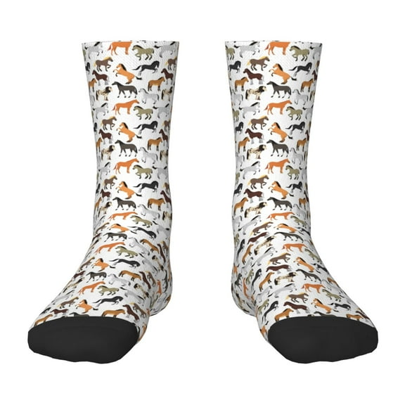 Fuzoiu Horse Print Kids Socks For Boys Girls,Grip Crew Socks with Non Slip,Lightweight Stretch Crew Socks,Toddlers Crew Boot Socks