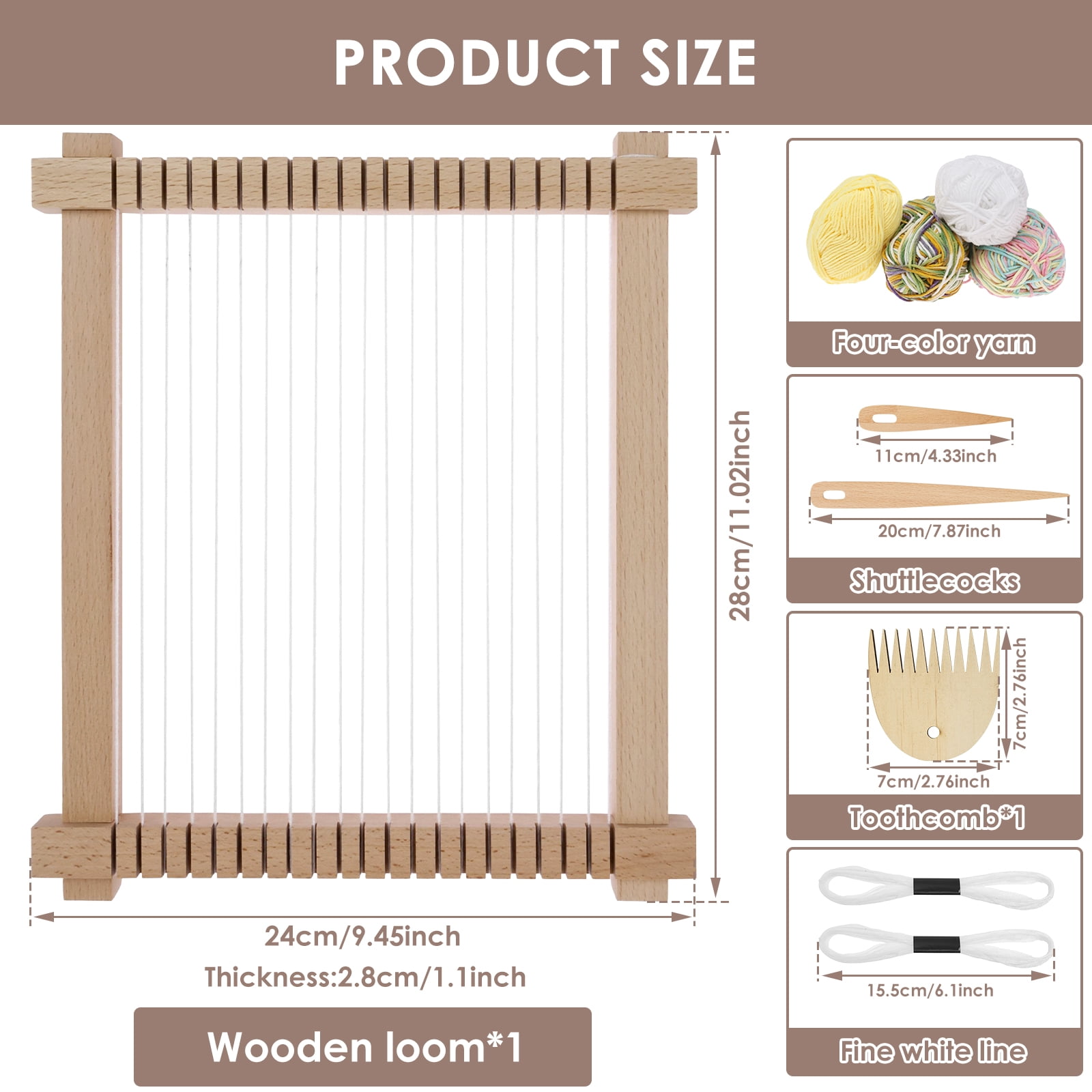 Weaving Loom Kit, 9" x 11" DIY Hand-Knitting Loom Kit, Wooden Multi-Craft Weaving Loom Tapestry Loom Large Frame for Adult and Beginners Handcraft Loom,Gift for Birthday Christmas
