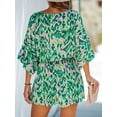 thumbnail image 2 of Cupshe Women's Green Lace Up Leopard Print Romper Short Sleeves Jumpsuits Wide leg Outfit, 2 of 6