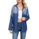 thumbnail image 3 of Camisa Vaquera con Botones para Mujer, Solapa en Degradado, Larga y Bolsillo Azul L, 3 of 9