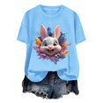 thumbnail image 4 of Tops de Cuello Alto para las Mujeres Amante Impreso Camiseta Cuello Redondo Manga Corta, Poliéster Spandex, 4 of 7