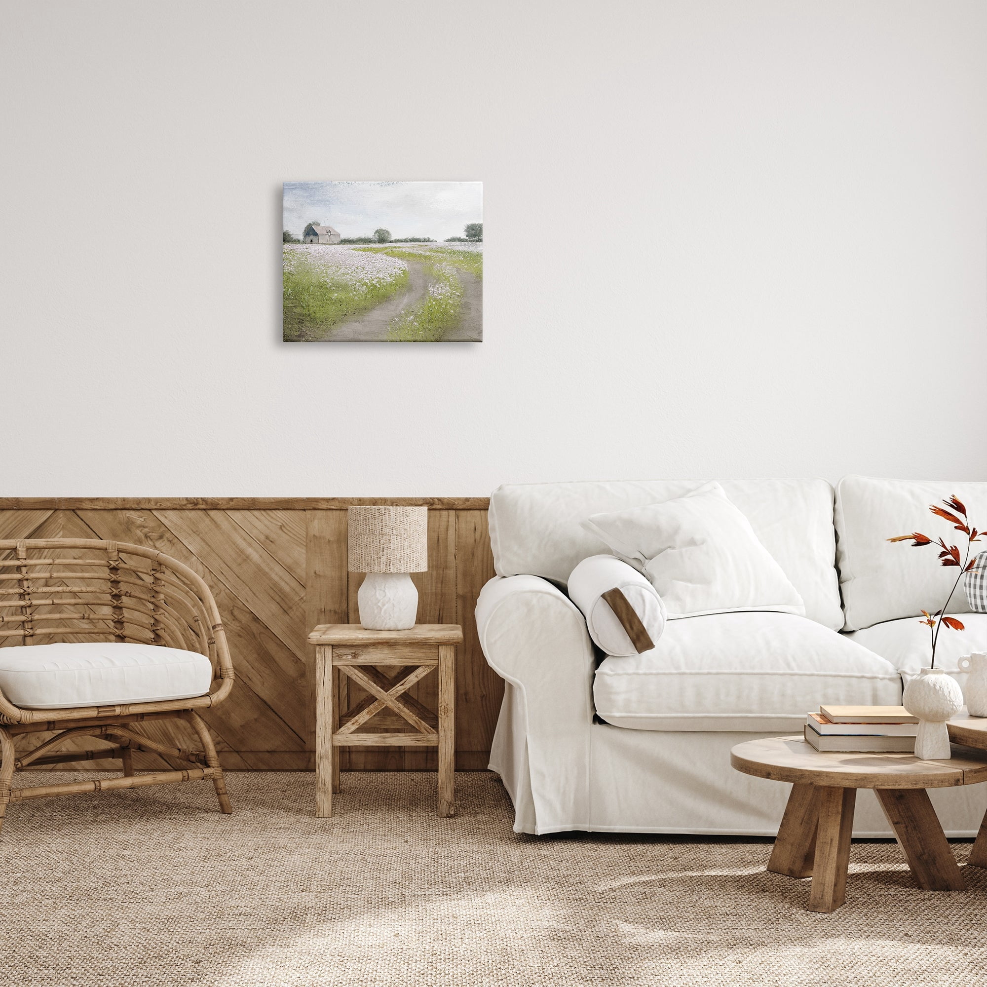 Stupell Industries Peaceful Country Road Rural Flower Buds Blooming Painting Gallery Wrapped Canvas Print Wall Art, Design by Kim Allen
