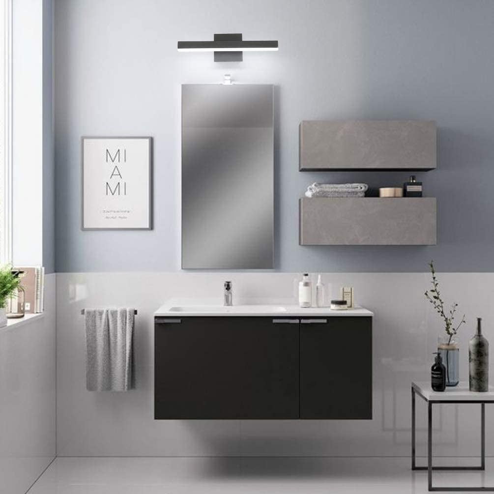 RGHJAR-15.75 inch Modern Black Vanity Light LED Bathroom Vanity Light Fixtures Black Wall Light for Bathroom (White Light)