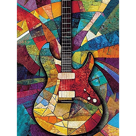 Abstract Colorful Guitar Canvas Wall Art Print,Suitable for Living Room, Bedroom, Kitchen, Office, and Hotel Decoration.