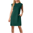 thumbnail image 2 of YHAJDS Camis Sleeveless Round Neck Dress Solid Color Round Neck Slit Loose Pocket Maxi Dress, 2 of 5