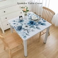 thumbnail image 2 of , Reusable Table Cloth Round Fitted Vinyl Tablecloth with Elastic Edged for Parties Outdoors, Ethnic Blue Rose, 2 of 7