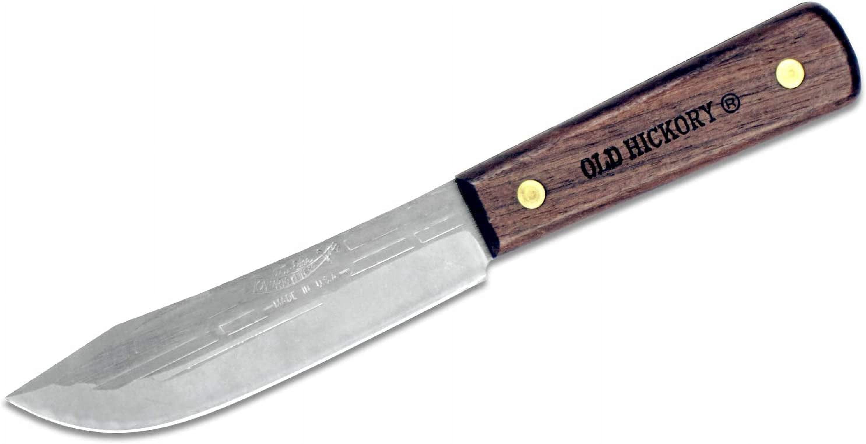 Old Hickory Hunting Fixed Blade Knife 5.5" Clip Point Carbon Satin Blade Wood Handle Brown