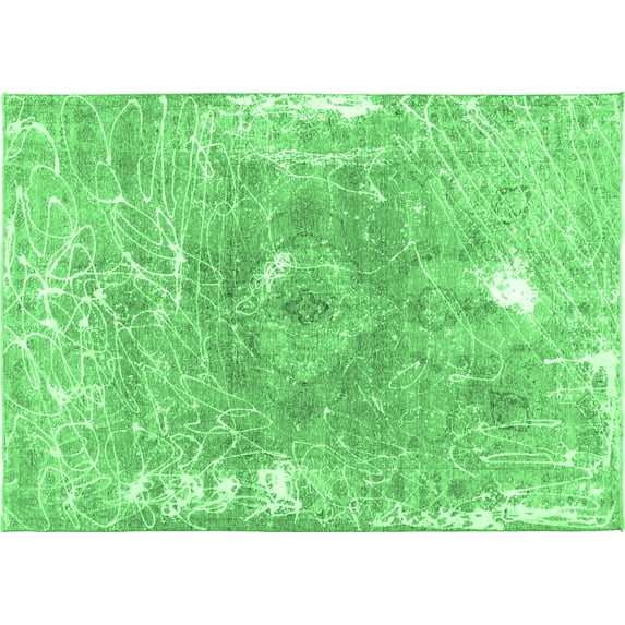Ahgly Company Indoor Rectangle Abstract Emerald Green Contemporary Area Rugs, 6' x 9'