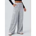 thumbnail image 3 of DOKOTOO Womens Ribbed Knit Pants Casual Drawstring Waisted Wide Leg Sweatpants Comfy Loose Lounge Pants with Pockets, 3 of 9
