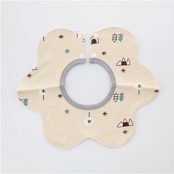 Babero de algodón para bebés de primavera y verano, para niños y niñas recién nacidos, con forma de flor, toalla para la baba giratoria de 360 grados para bebés