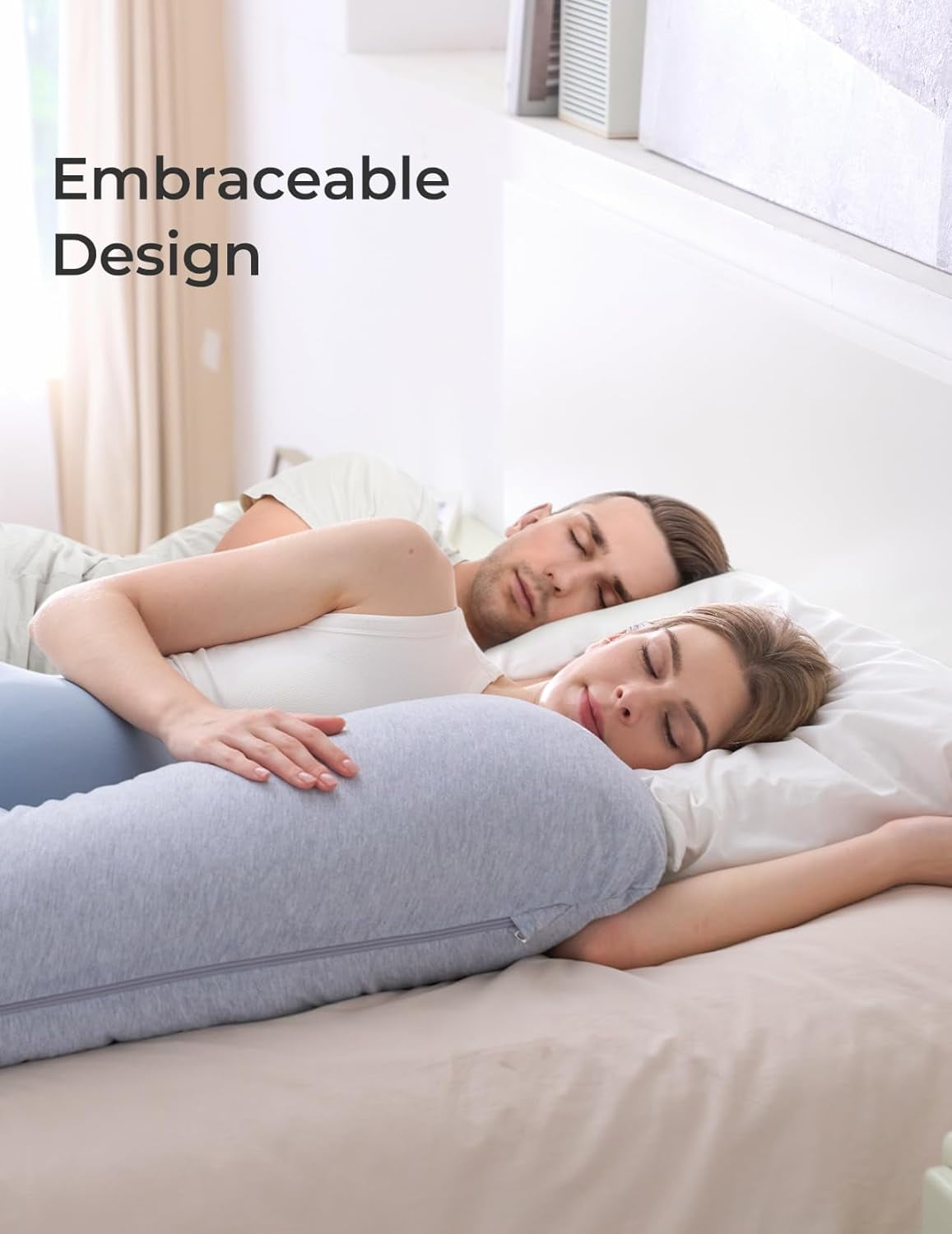 Pregnancy Pillows for Side Sleeping, J Shaped Maternity Body Pillow for Pregnancy, Soft Pregnancy Pillow with Jersey Cover for Head Neck Belly Support