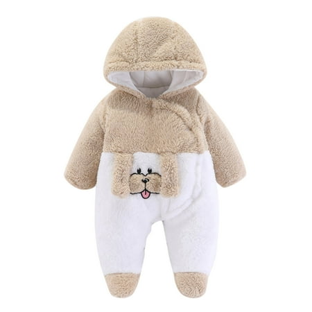 

Baby Boys Girls Long Sleeve Cute Cartoon Animals Patchwork Fleece Letter Hooded Romper Jumpsuit Outfit Clothes Coat