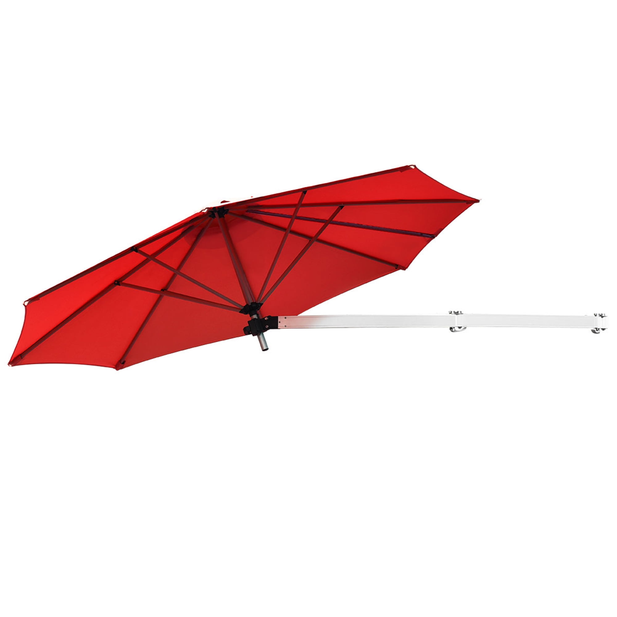 Topbuy 8ft Wall Mounted Cantilever Umbrella Patio Adjustable Tilting Sunshade Umbrella Burgundy