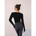 thumbnail image 5 of Women's Slim Sports Running Fitness Clothes With Chest Pad Elastic Tights Casual Shirt Long-sleeved Quick-drying Fitness Yoga Clothes, 5 of 8