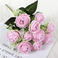 thumbnail image 4 of Ramo de flores artificiales Gloria camelia seda real Violeta claro, 4 of 9