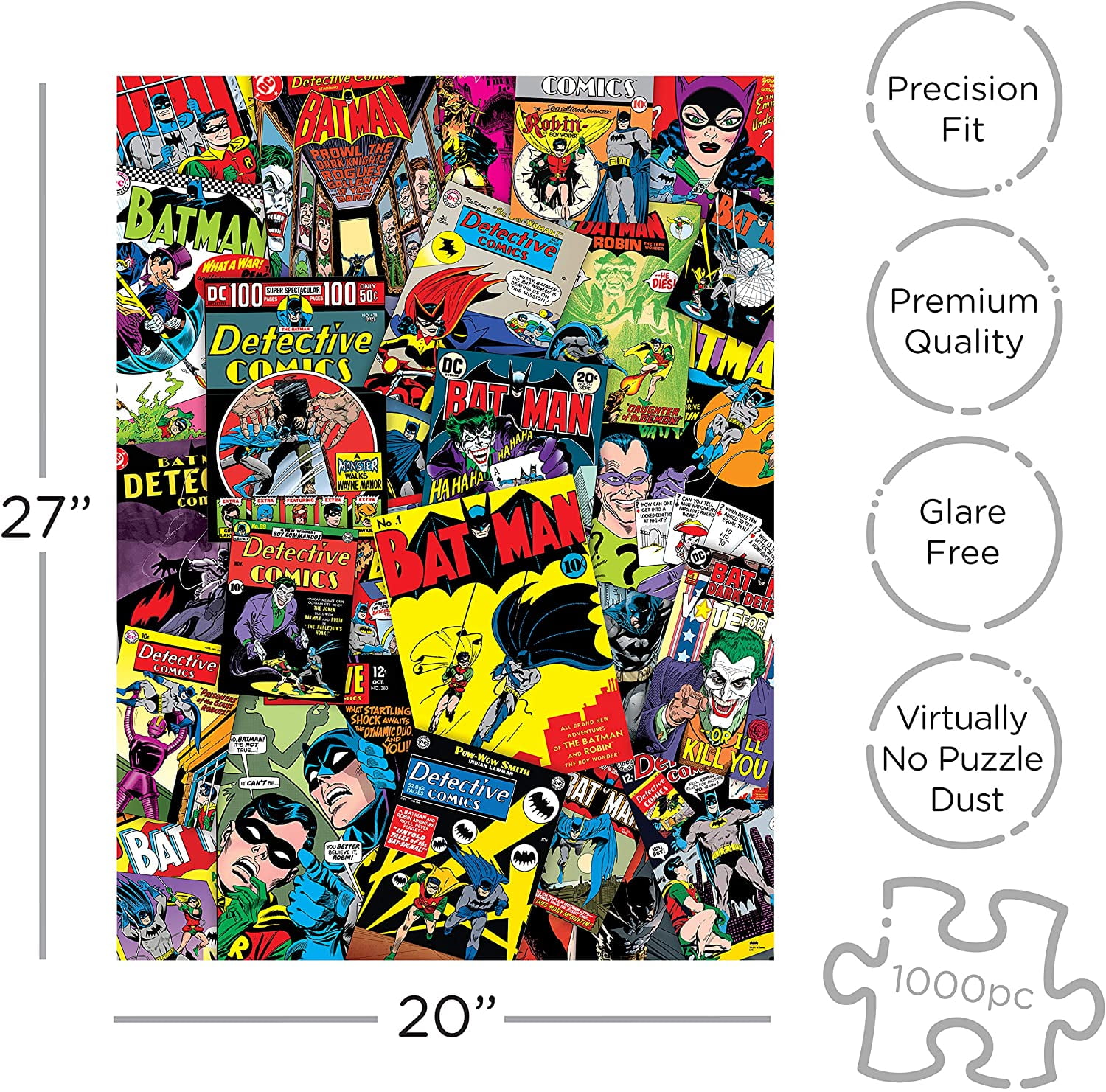 Batman Collage 1000 Pieces Puzzle DC Comics Dark Knight Bruce Wayne 20" x 27" 