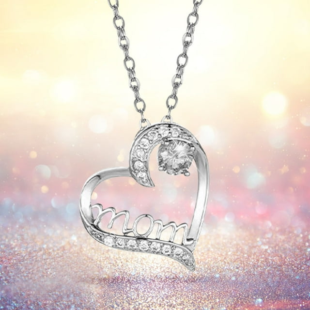 Fiudx Collar con Letras de Temperamento Simple para Mamá, Cadena de Clavícula de Diamantes de Moda Femenina, Regalo para El Día de La Madre