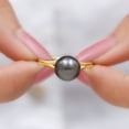 thumbnail image 4 of Rosec Jewels Tahitian Pearl Solitaire Engagement Ring with Diamond - 8 Carat - Black Pearl Ring - AAA Quality - With Jewelry Box, 10K Yellow Gold, US 12.00, 4 of 8