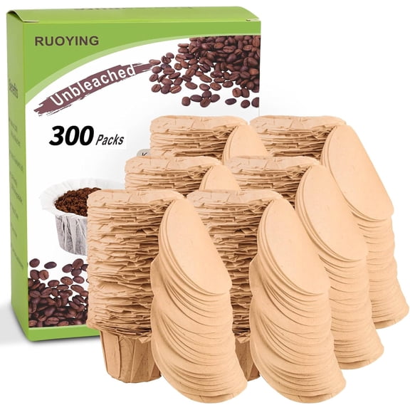 Unbleached K cup Disposable Paper Filters with Lid for Reusable K Cup Filters, K Cup Reusable Coffee Filters, Fits All Single Serve Filter Brands