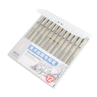TOOLI-ART Micro-Line Pens With Case, 14/Set Black, Fineliner, Multilin