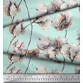 thumbnail image 3 of Soimoi Green Viscose Chiffon Fabric Cotton Ball Floral Printed Fabric 1 Yard 42 Inch Wide, 3 of 3