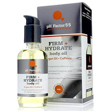 pH Factor 5.5 Argan Oil Firm + Hydrating Body Oil for dry skin, cellulite, uneven skin tone, dark spots  With Caffeine, Cucumber, and Shea Butter. Large 3.8oz