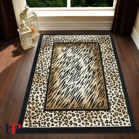 Handcraft Rugs Animal Print For Cabin And Lodge Tiger Skin Handcraft Rugs Animal Print For Cabin And Lodge Tiger Skin Mixed With Leopard Black Boarder Roximately 4 By 6