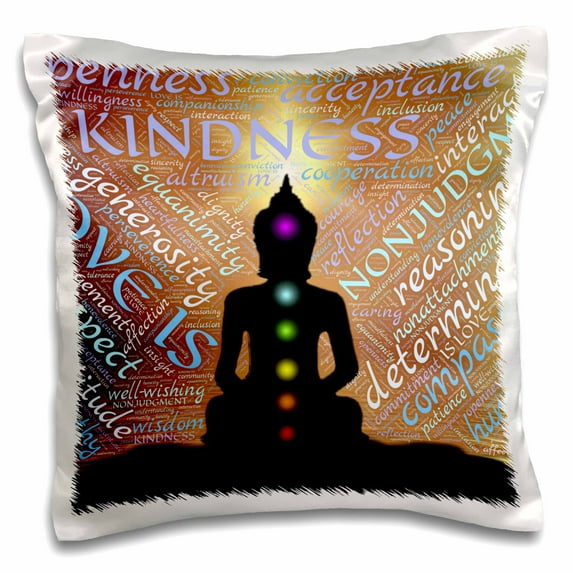 3dRose Modern Buddha Symbol with Text Design - Pillow Case, 16 by 16-inch