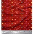 thumbnail image 1 of Soimoi Toile de Coton Rouge Accrochant le Tissu d'Artisanat Imprimé par la Cour 56 Pouces de Large, 1 of 3