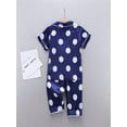 thumbnail image 3 of Autumn Baby Kids Girls Boys Wave Point Print Sleepwear Set Short Sleeve Blouse Tops+Night Pants, 3 of 9