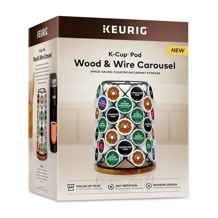 Keurig - Wood & Wire 49 K-Cup Single-Serve Coffee Pods Rotating Carousel - Black/Tan