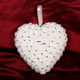 thumbnail image 4 of Heart-Shaped Wedding Ring Pillow with White Artificial Pearl and Diamond Decorations, Includes Cushion and Storage Box, 4 of 8