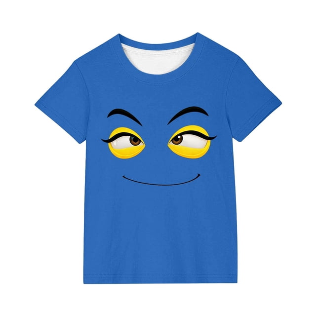 Jolis Hauts à Manches Courtes pour Enfants Garçons Filles T-Shirt Ample Décontracté à Imprimé d'Expression Uni