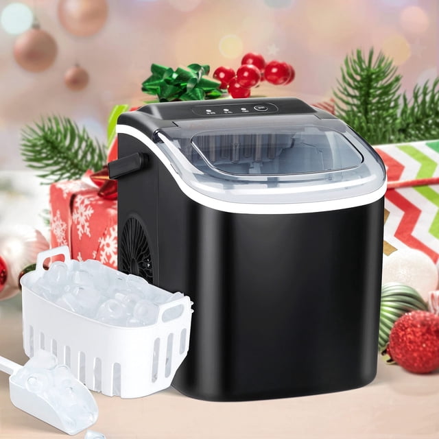 Máquina para hacer hielo Simple Deluxe, 26 libras/24 horas, negra